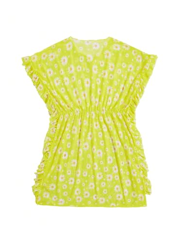 Milumia Girl's Cute Beach Coverups Disty Floral Print Ruffle Trim wimsuit Swimwear Cover Up2