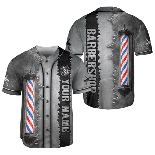 Custom Barbershop Baseball Jersey for Men – Personalized Barber Smock Shirt, Camisas Profesionales Chaqueta Hair Stylist miniatura 1