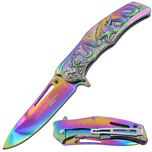 Snake Eye Tactical Heavy-Duty Pocket-Knife Dragon Design-Handle Camping - Snake Eye Tactical