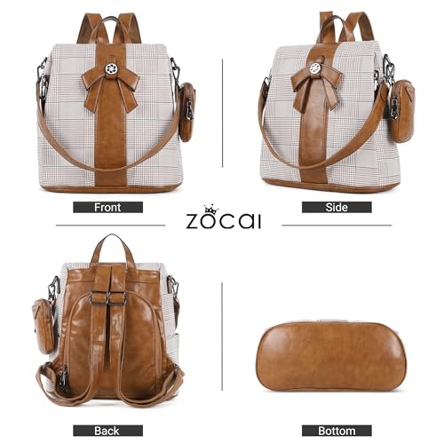 Image of ZOCAI Backpack Purse for Women Fashion Backpack Purses PU Leather Daypacks Anti-Theft Shoulder Bag Satchel Purse
