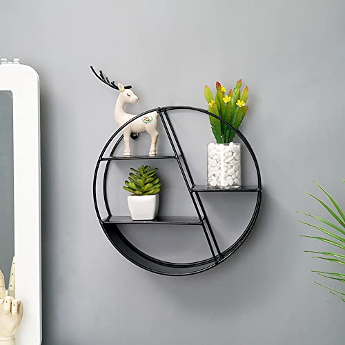 Xuebei Floating Round Shelves, Geometric Wall Shelf,Metal Storage Shelves For Home Decor,Wall Decoration Storage Shelf And Wall Mount Display Rack Black And White (Black) #TOP5