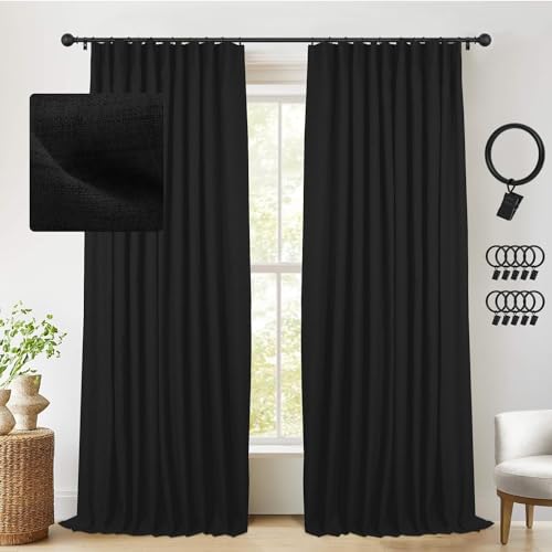 INOVADAY 100% Blackout Sliding Door Curtains, 1 Panel, W50xL96, Black
