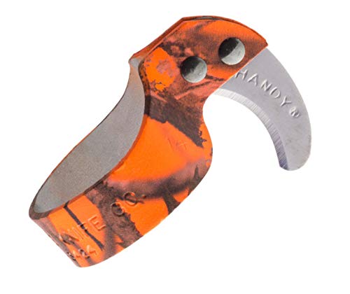 The Original Handy Safety Knife - Camo Sport Pack - Utility Ring Knife for Finger with Sharp, Curved Blade - Ring Size 16 - Orange Camo - Standard Blade - Dozen - By Handy Twine Knife