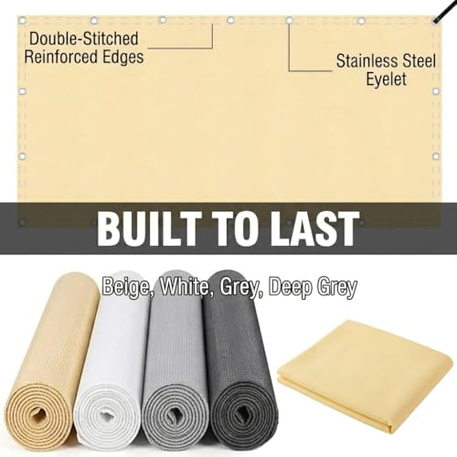 Toile ombrage imperméable grand format 5.4x9.7m avec oeillets couleur sable - 6