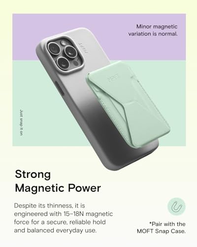Image of MOFT Magsafe Wallet Stand Compatible with iPhone 16 /15 /14 /13 /12 Series, Angle Adjustment & MOVAS Phone Stand,Light Peppermint
