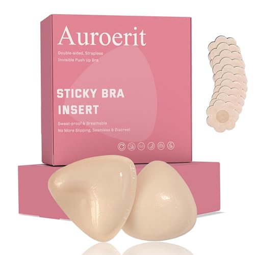 Sticky Bra Inserts,Reusable and Waterproof Double Sided Push Up Sticky Bra for Women Dresses Bikinis