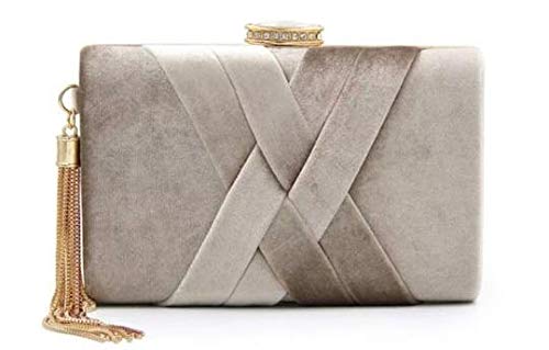TOOBA Handicraft Beautiful Flower Box Clutch Bag Purse for Bridal, Casual, Wedding Bag for Women & Girls (Velvet Beige)