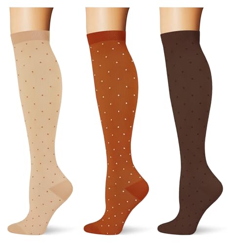 Image of (3 pairs) Compression Socks 20-30 mmHg Long Knee High Socks for Women Men Support Athletic Travel Daily Wear