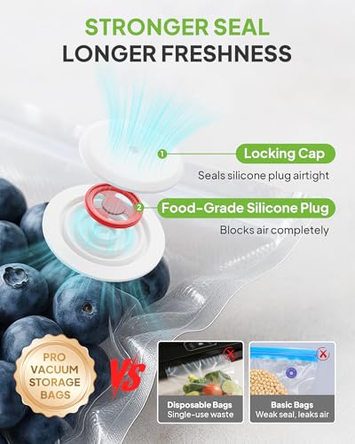 Image of Reusable Vacuum Sealer Bags 20-Pack (Small 8.27x8.66 in) - BPA-Free Double-Seal Leakproof | Compatible with TUITUITA & Major Sealers | Freezer /Microwave /Dishwasher Safe
