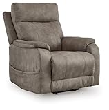 Signature Design by Ashley Crestmeade Modern Dual Motor Power Lift Recliner with Adjustable Backrest, USB Ports, Heat and Massage Function, Light Brown