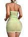 Foxiny Sexy Chain Sheer Mesh Ruched Bodycon Mini Lingerie Dress with Thong 2 Piece Set Outfits Women See Through Halter Night Gown Negligee Grass Green Large