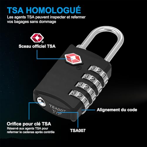 Sangle Valise Tsa Voyage : Diyife TSA Cadenas Valise, Luggage Locks, Cadenas Code 4 Chiffres (Top 1) – Image 2