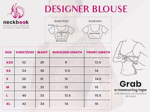 Image of Neckbook Women's Kora Silk Round Neck Half Sleeves Princess Cut Padded Readymade Saree Blouse