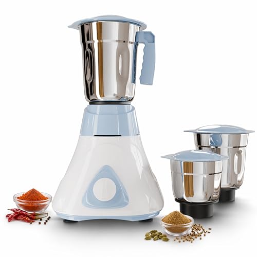 Lifelong 500W Mixer Grinder with 3 Jars | Liquidizing(1.2L), Wet Grinding(0.85L), Chutney(0.4L) |Stainless Steel Blades, 3 Speed Settings with Pulse | Mixie Blender for Smoothies, Fruit Juice & Purees