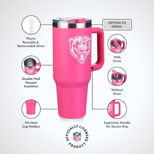 Image of The Memory Company Officially Licensed NFL - Chicago Bears 40oz Pink Game Day Tumbler with Team Logo
