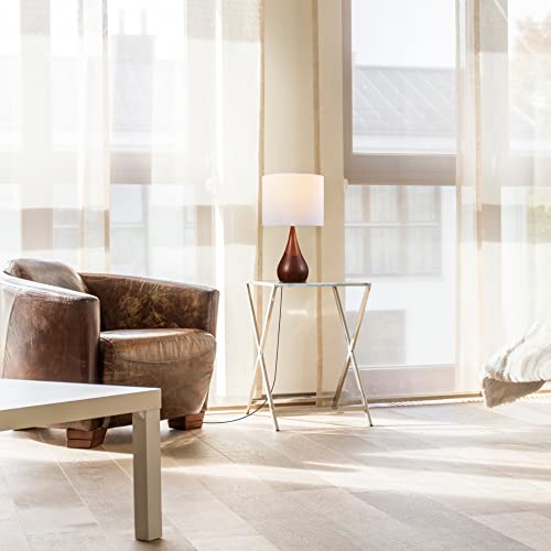 Globe Electric Novogratz x 65862 Harrington 20" Table Lamp, 2-Tone Faux Wood, White Cotton Shade by Globe Electric - Image 3