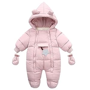 Baby sneeuwpak, babyromper winter, jumpsuit met capuchon voor meisjes en jongens, met ritssluiting, fleece, sneeuwkledij…