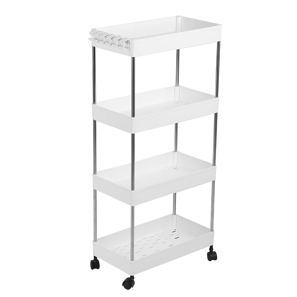 Scaffale portaoggetti da , organizer multistrato durevole per uso domestico, bianco, 3 strati, per bagno, , soggiorno (stile classico [bianco 4 ripiani]