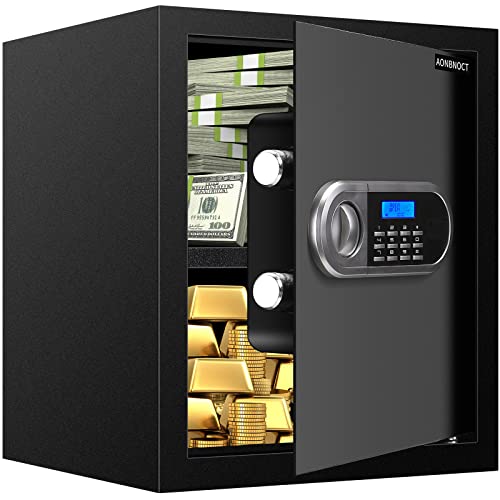 1.53 Cu Ft Digital Home Security Safe Box, Home Safe Fireproof Waterproof With Programmable Keypad Lock And Spare Keys, Document Safe For Home Office Hotel Business #TOP8