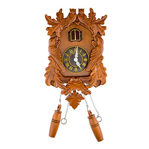 Clever Garden Large Wooden Traditional Cuckoo Clock House With Owls & Pendulum | Home & Kitchen Décor | Wall Clock Decoration | Bird Cuckoos On The Hour | Wood #TOP18