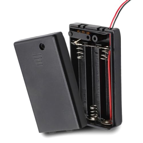 TECHZOCO Portapilas con Interruptor ON/Off, Soporte de Batería AA, Caja de Batería, Porta Pilas, Incluye Cable de 200mm, Voltaje Total: 4.5V (1.5V por Pila), Apto para 3 Pilas LR6 AA (FR6, HR6, LR6)