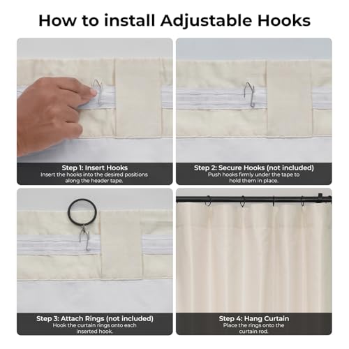 Image of HPD Half Price Drapes Faux Silk Blackout Curtains 108 Inches Long for Bedroom & Living Room Vintage Textured Blackout Curtain (1 Panel), 50W x 108L, Off-white