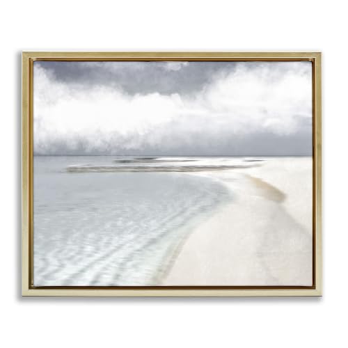 'Nautical Beach Waves Crashing Shoreline'| Floating Frame Canvas Art