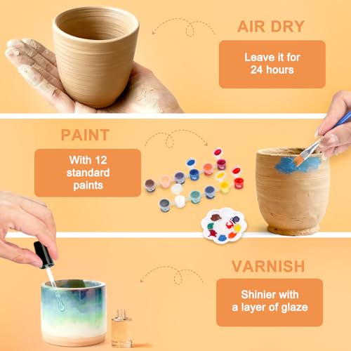 Miniatura 4 de Tosuto Set De Cerámica Para Niños,Set De Cerámica Para El Hogar,Mini Torno De Alfarero Eléctrico Con Arcilla,Colores,Set De Manualidades Creativas En Cerámicas Para Niños A Partir De 6 Años - Naranja