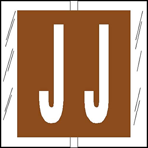 Tabbies Original COL'R'TAB 82100 Series Alpha Labels, Brown, "J", 1-1/2"H x 1-1/2"W, Heavy Duty & Fade-Resistant, Made in the USA, 100 Labels/Pack