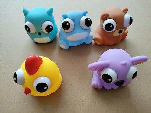 HENGBIRD 5 Stück Tiere Stress Spielzeug Lustig Augen Out Squeeze Spielzeug quetsch Anti Stress Spielzeug Kinder stressball Anti Stress Tier Erwachsene Squishy Toy, Kindergeburtstag gastgeschenke
