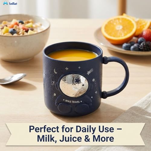 Image of FunBlast Space Milk Mug for Kids - 390 Ml; Unbreakable Mug for Kids, Milk Mugs for Kids Unbreakable - Milk Drinking Cup for Kids (NavyBlue)