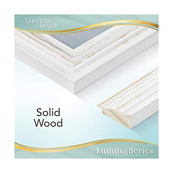 Langdon House 10 x 8 Echtholz-Bilderrahmen (2er-Pack, verwitterte weiß-goldene Akzente), weißer Holz-Fotorahmen 10 x 8… – Bild 3