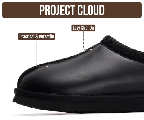 Image of Project Cloud 100% Genuine Leather Shearling Slippers for Women (Nerita) | Australian Fur Lining Memory Foam Insole Non Slip EVA Sole Fuzzy Plush House Shoes Warm Cozy Indoor Footwear Everyday Comfort