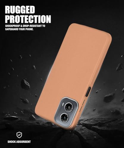 Image of WOW IMAGINE Back Cover for Motorola Moto G34 5G | Moto G45 5G | Ultra Slim Flexible Non-Slip Grip | Inner Fabric | Metal Camera Ring & Lightweight Soft Silicone Mobile Case - Tan Brown