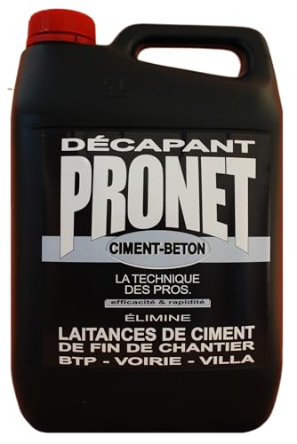 PRONET - Décapant Ciment Béton Laitance - Nettoyage fin de chantier - Elimine le voile de ciment en intérieur ou extérieur sur tous types de sols - Nettoyage des...