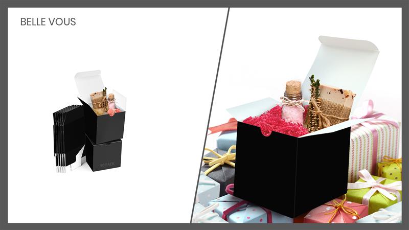 STRBOXONG Scatole Regalo Kraft Nere, 50x50x50mm Piccole Mini Scatole Regalo Vuote con Coperchi per Regali, Scatoline Bomboniere Dolci per Feste, Matrimoni o Compleanni (50 Pezzi