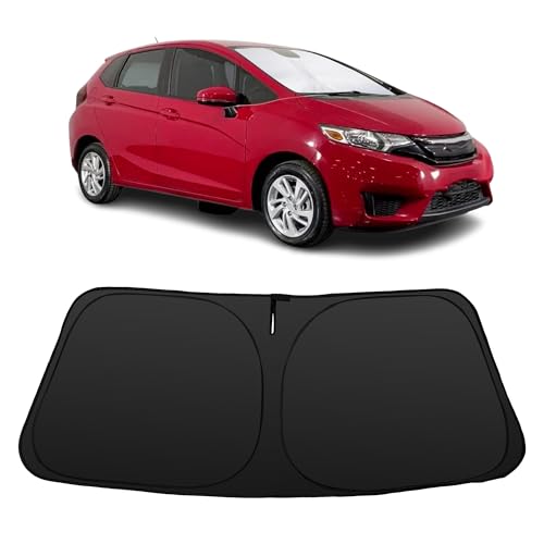 Image of Windshield Sun Shade for Honda Fit 2015-2020 | Foldable, Full covered for windshield, Block UV Rays, Heat Reduction, Easy to install, Keeps Car Cooler