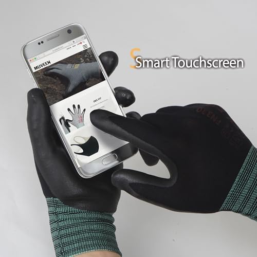 Image of DEX FIT Nitrile Work Gloves FN330, 3D Comfort Fit, Touchscreen Grip Gloves for Warehouse, Construction, Package Handling, Delivery & General Work, Men & Women, Black, XL, 1 Pair