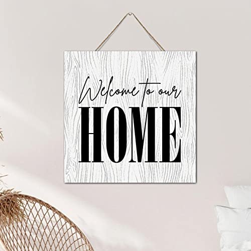 Letreros de madera personalizados Welcome to Our Home Country de 12x12 pulgadas 6