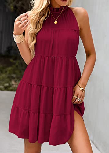 Image of KIRUNDO Summer Sundresses for Women Halter Dress Babydoll