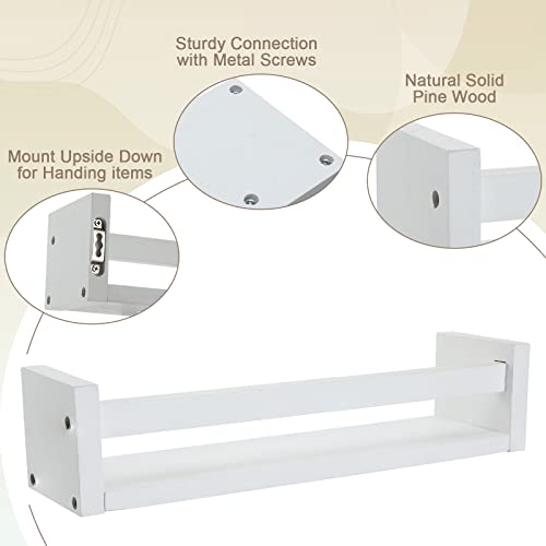 Set Of 6 White Wood Nursery Book Shelves For Kids Room Wall Farmhouse Book Shelf Organizer Natural Wall Bookshelf Rustic Wall Spice Rack Or Kids' Room, Kitchen, Bathroom,Toys And Decor 15.7 X 4 Inch #TOP5