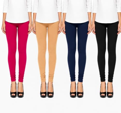 Image of DO IT Creation Women's Cotton Regular Fit Leggings Multi Color Combo Pack of 4