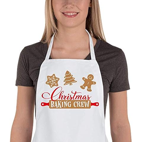 Funny Christmas Baking Apron for Women Men Adjustable Kitchen Cooking Aprons with 2 Large Pockets Cute Christmas Apron Gift for Bakers Cover