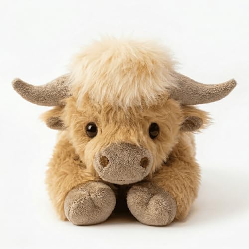 JORCEDI Highland Cow Weighted Plush Highland Cow Stuffed Animal 40cm Soft Fluffy Cow Teddy Stuffed Animal Gift for Birthday Christmas Valentine’s Day Home Décor (45 CM Brown)