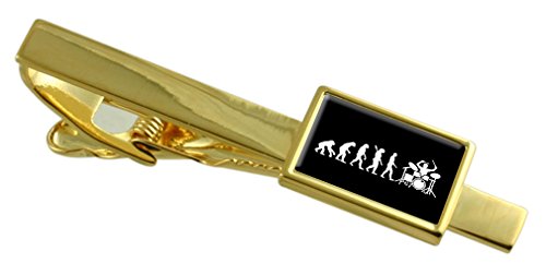 Pisacorbatas de batería dorado para lucir impecable en bodas y conciertos