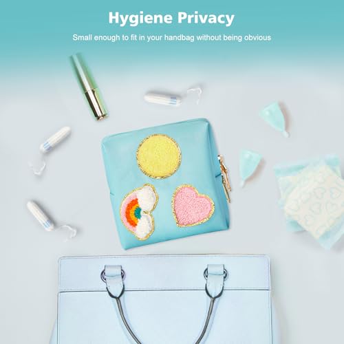 Image of airogym Period Bag for Women, Sanitary Napkin Storage Bag, Functional PU Leather Sanitary Pad Bags for Panty Liners, Tampons, Menstrual Cup Pouches, Sanitary Pads Organizer with Zipper