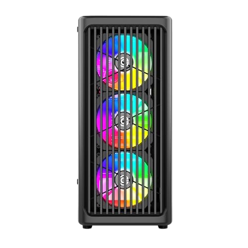 Image of Circle Amazer X1 Mid- Tower Computer Case | Gaming Cabinet - Black| Support ATX, M-ATX, ITX | Pre- Installed 3 x 120mm Front and 1 x 120mm Rear ARGB Mirror Fans
