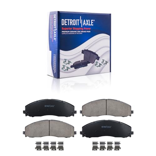 Image of Detroit Axle - Brake Kit for 2012-2022 Ford F-250 Super Duty 2013-2022 F-350 Super Duty Drilled and Slotted Disc Brake Rotors Ceramic Brakes Pads Replacement: 14.29 inch inch Front and Rear Rotors