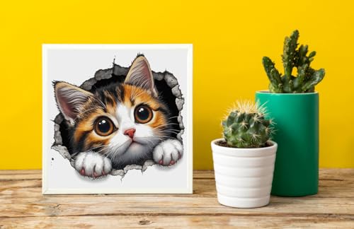 Image of Moohue 14CT Stamped Printed Counted Cross Stitch Kits for Adults Animals Cute Cat Cross Stitch Patterns Flowers for Beginners Needlepoint Kits for Adults (Animal Cute Cat)