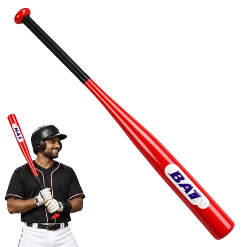 Image of Morex Baseball Bat | 32 Inch | Heavy Duty Steel Metal and Aluminium Alloy Sports Bat with Anti-Slip Grip for Baseball Game, Best for Beginners, Training and Self Defense. (Red)